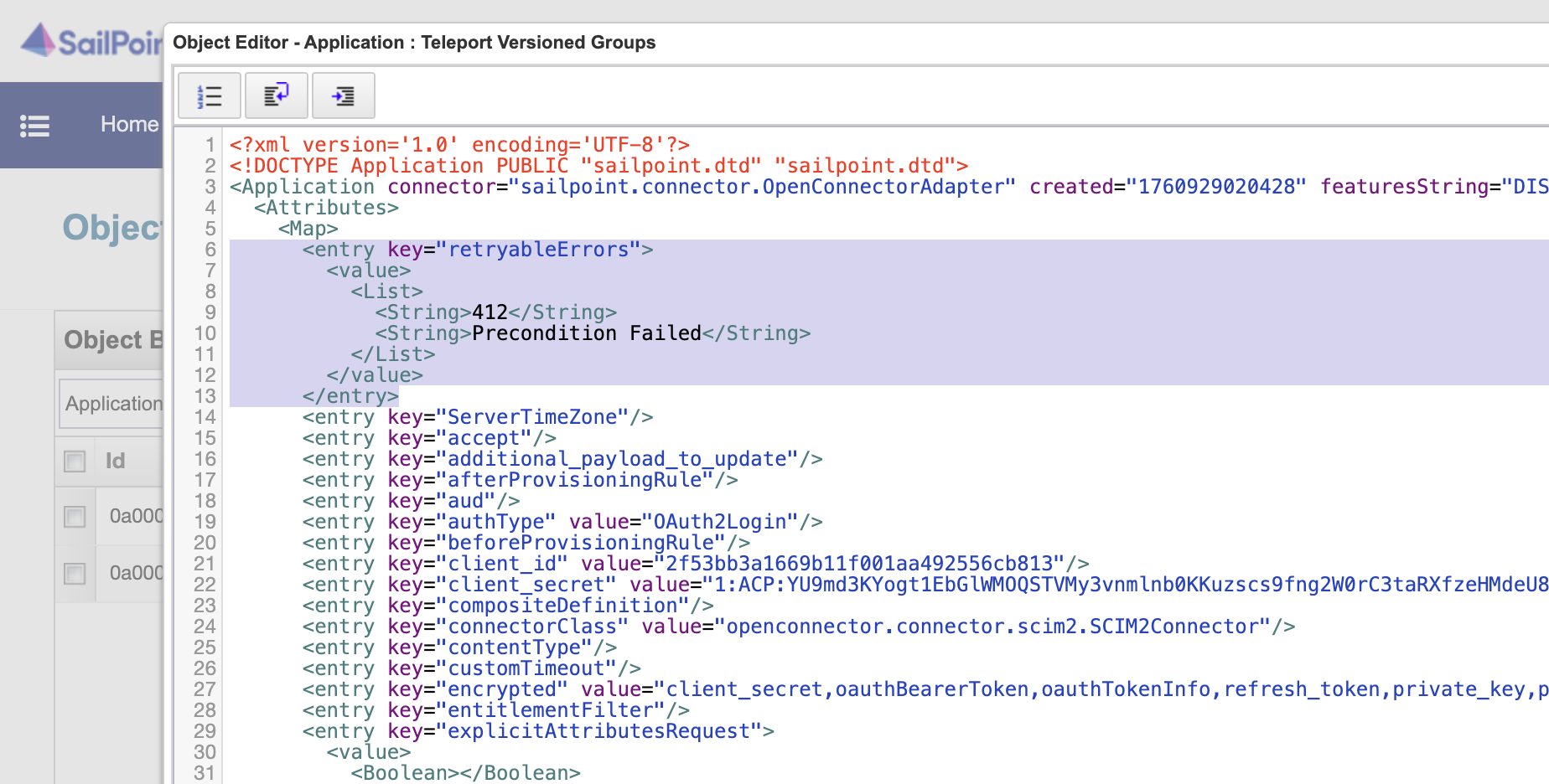 SailPoint Application XML Configuration
